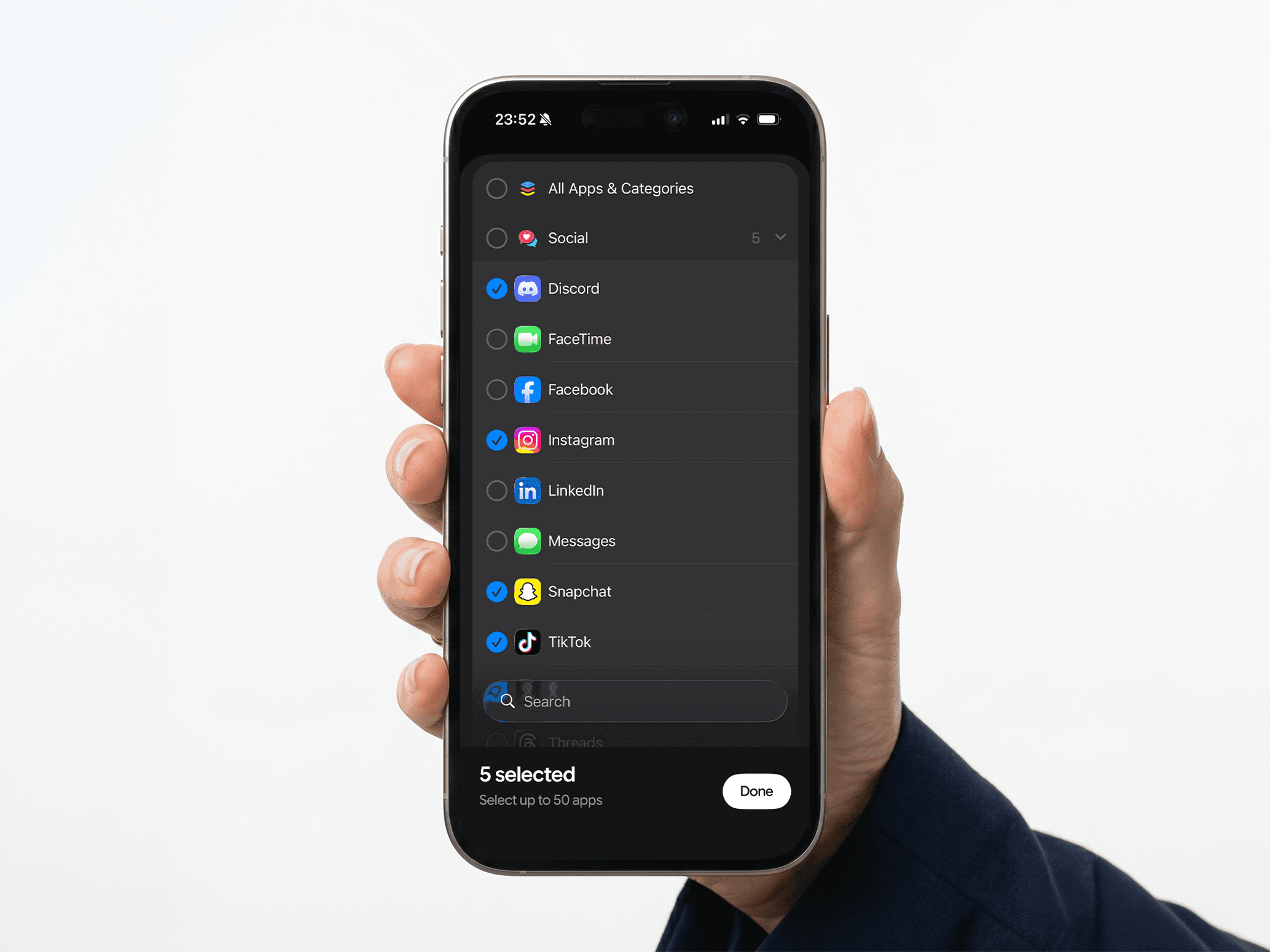 Select apps to block